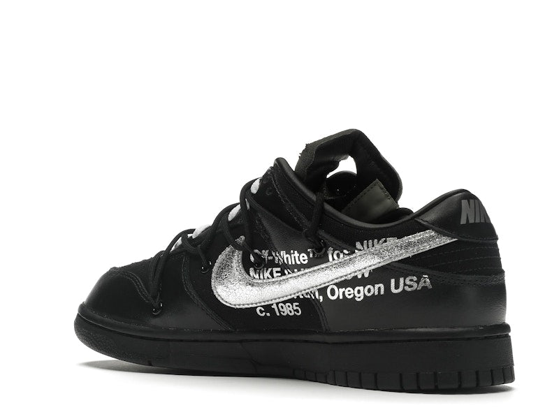 Nike Dunk Low Off White Lot 50 - Black/Metallic Silver-Black - DM1602-001 - 23