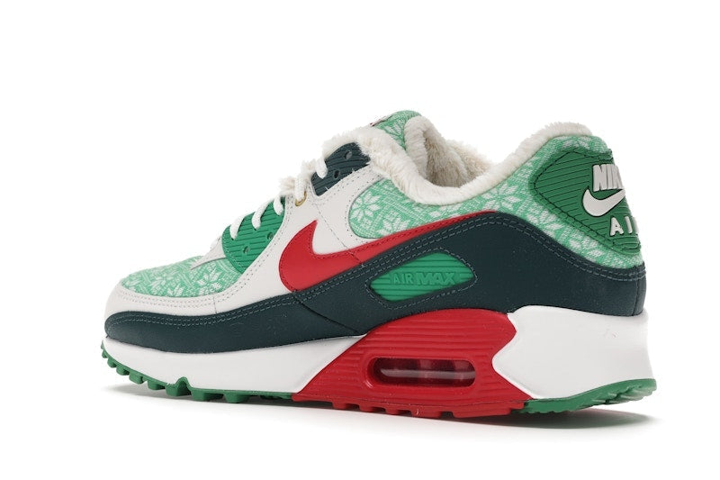 Nike Air Max 90 Christmas Sweater 2020 - White/University Red-Dark Atomic Teal-Lucky Green - DC1607-100 - 23