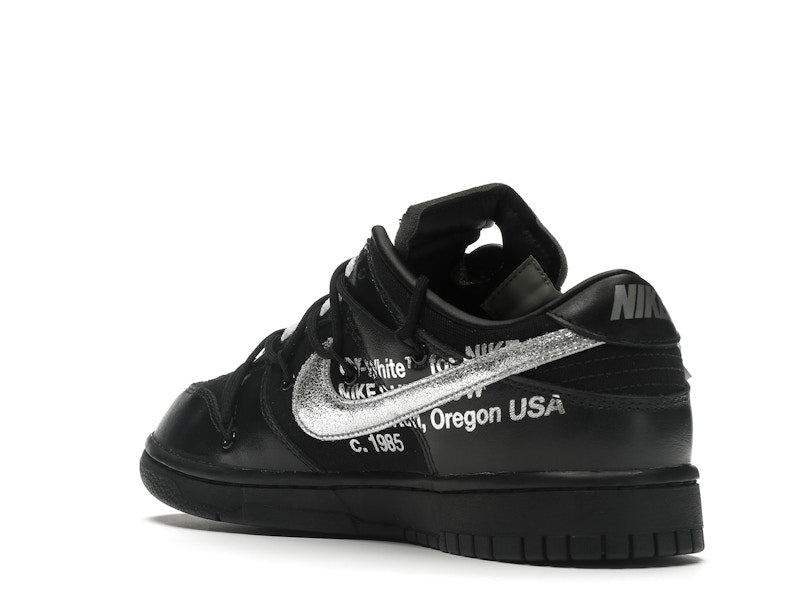 Nike Dunk Low Off White Lot 50 - Black/Metallic Silver-Black - DM1602-001 - 24