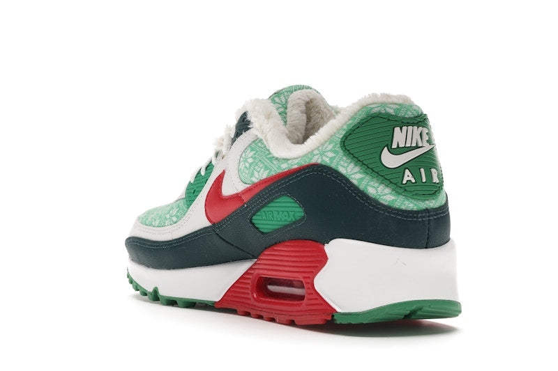 Nike Air Max 90 Christmas Sweater 2020 - White/University Red-Dark Atomic Teal-Lucky Green - DC1607-100 - 25