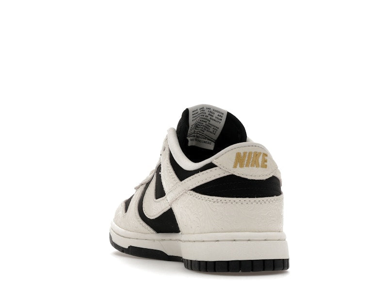 Nike Dunk Low Embossed Black Sail Womens - Black/Sail/Metallic Gold/Sail - IF3944-001 - 26