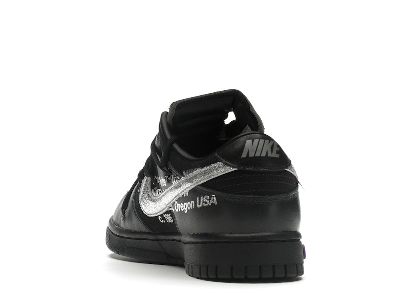 Nike Dunk Low Off White Lot 50 - Black/Metallic Silver-Black - DM1602-001 - 26