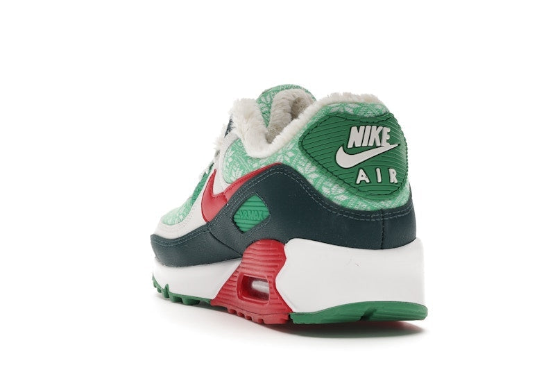 Nike Air Max 90 Christmas Sweater 2020 - White/University Red-Dark Atomic Teal-Lucky Green - DC1607-100 - 26