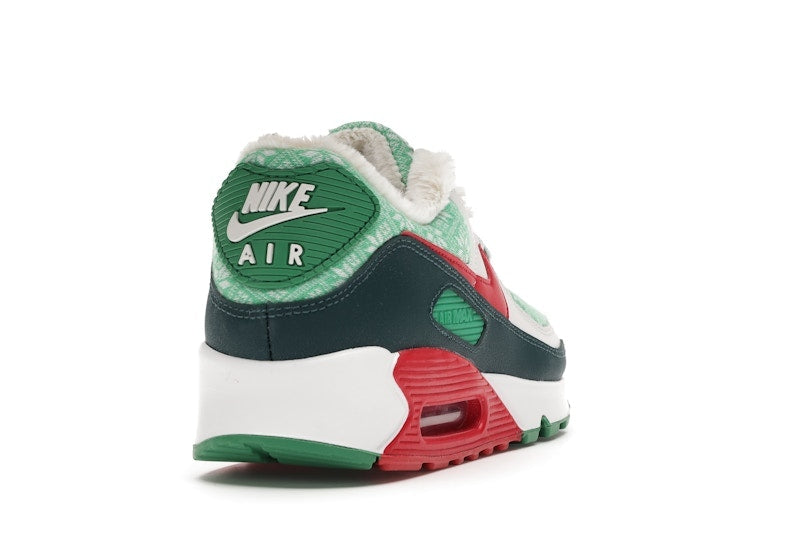 Nike Air Max 90 Christmas Sweater 2020 - White/University Red-Dark Atomic Teal-Lucky Green - DC1607-100 - 30