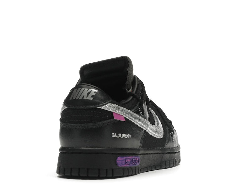 Nike Dunk Low Off White Lot 50 - Black/Metallic Silver-Black - DM1602-001 - 30