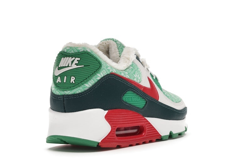 Nike Air Max 90 Christmas Sweater 2020 - White/University Red-Dark Atomic Teal-Lucky Green - DC1607-100 - 31