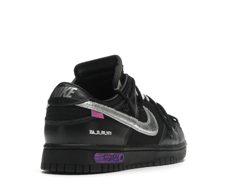 Nike Dunk Low Off White Lot 50 - Black/Metallic Silver-Black - DM1602-001 - 31