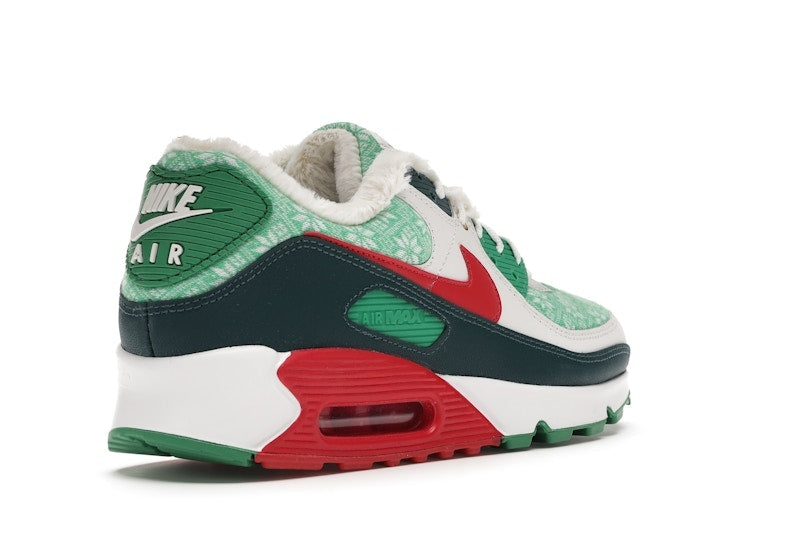 Nike Air Max 90 Christmas Sweater 2020 - White/University Red-Dark Atomic Teal-Lucky Green - DC1607-100 - 32