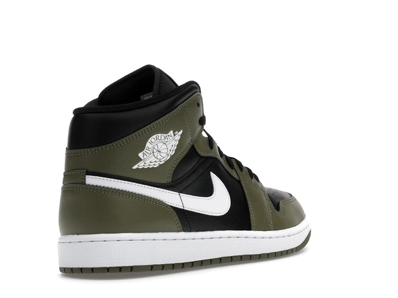 Air Jordan 1 Mid Black White Olive