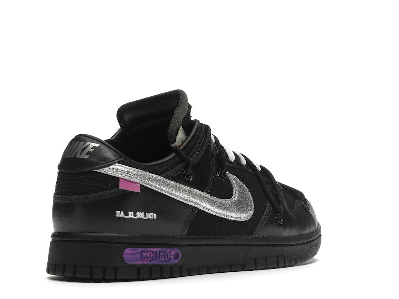 Nike Dunk Low Off White Lot 50 - Black/Metallic Silver-Black - DM1602-001 - 32