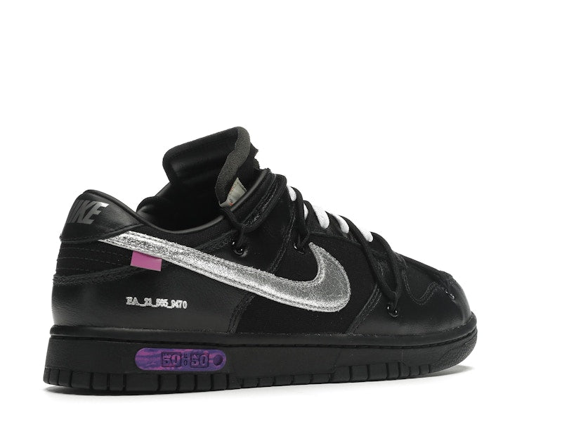 Nike Dunk Low Off White Lot 50 - Black/Metallic Silver-Black - DM1602-001 - 33