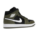 Air Jordan 1 Mid Black White Olive