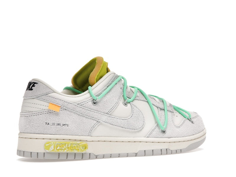 Nike Dunk Low Off White Lot 14 - Sail/Neutral Grey-Electro Green - DJ0950-106 - 34