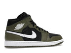 Air Jordan 1 Mid Black White Olive