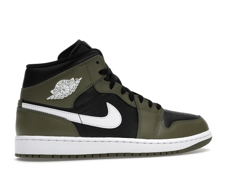 Air Jordan 1 Mid Black White Olive