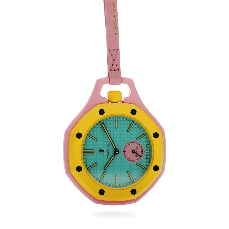 Swatch x Audemars Piguet AP Bioceramic Royal Pop Savonnette Otg Roz SSX03J100N, vista a 360 gradi 35 di 36