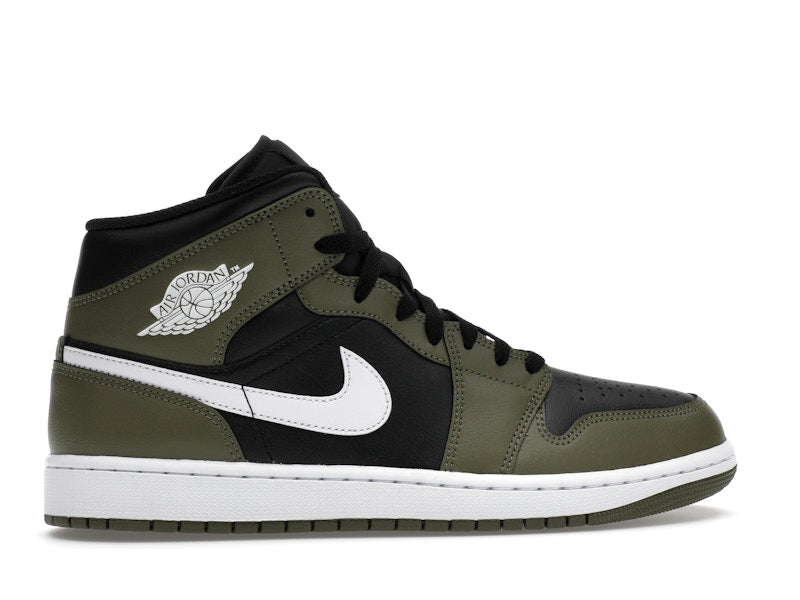 Air Jordan 1 Mid Black White Olive