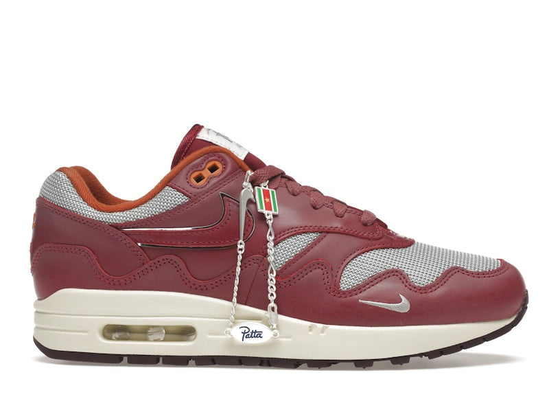 Nike Air Max 1 Patta Waves Rush Maroon With Bracelet, vista a 360 gradi 2 di 36