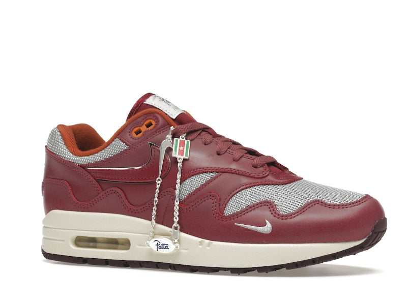 Nike Air Max 1 Patta Waves Rush Maroon With Bracelet, vista a 360 gradi 4 di 36