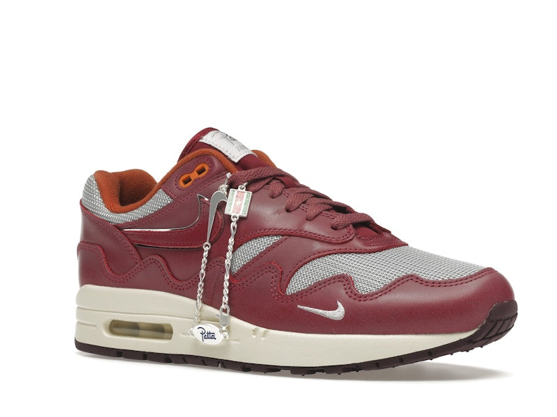 Nike Air Max 1 Patta Waves Rush Maroon With Bracelet, vista a 360 gradi 5 di 36