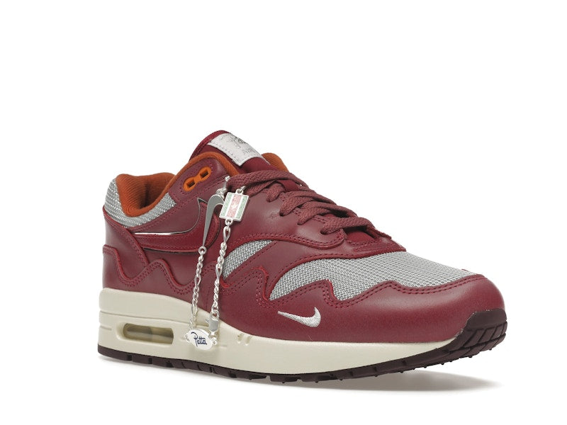 Nike Air Max 1 Patta Waves Rush Maroon With Bracelet, vista a 360 gradi 6 di 36