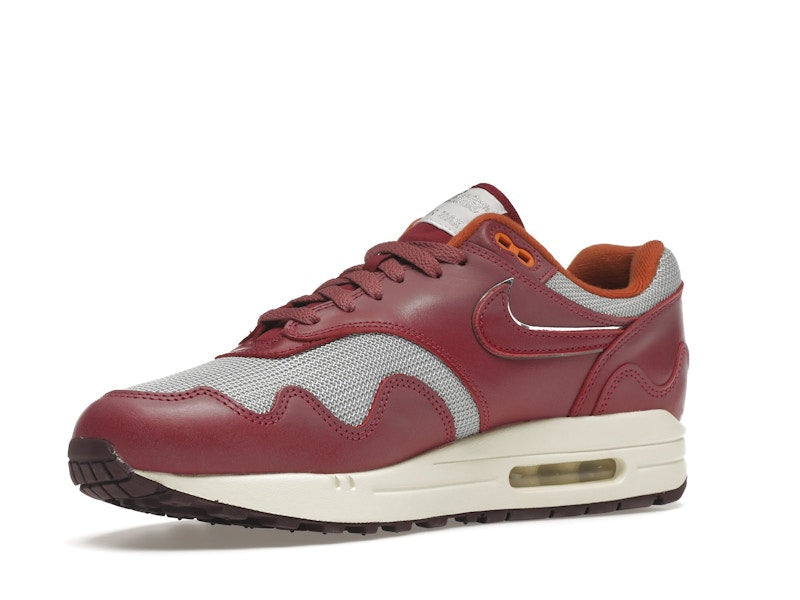 Nike Air Max 1 Patta Waves Rush Maroon With Bracelet, vista a 360 gradi 16 di 36