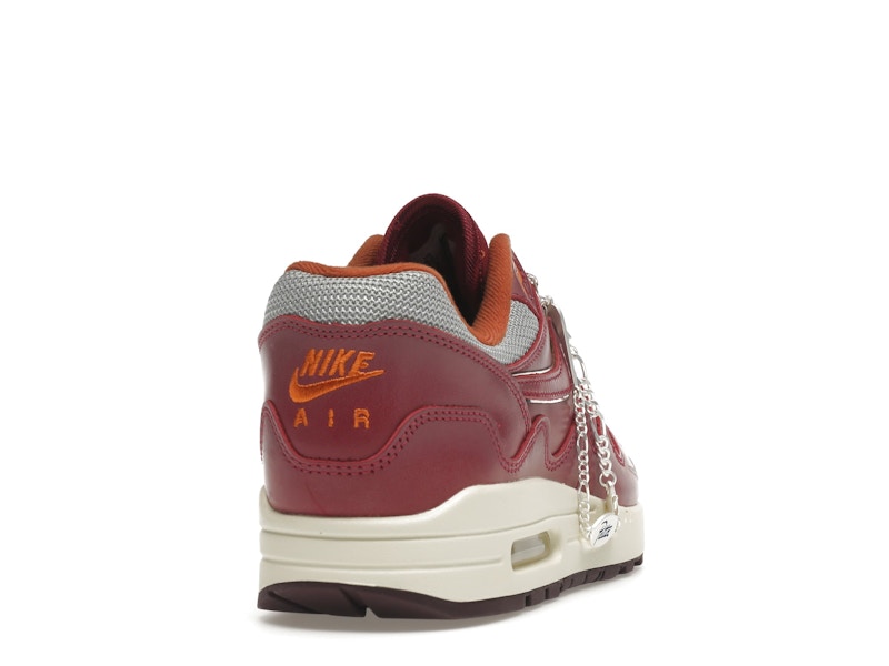 Nike Air Max 1 Patta Waves Rush Maroon With Bracelet, vista a 360 gradi 30 di 36