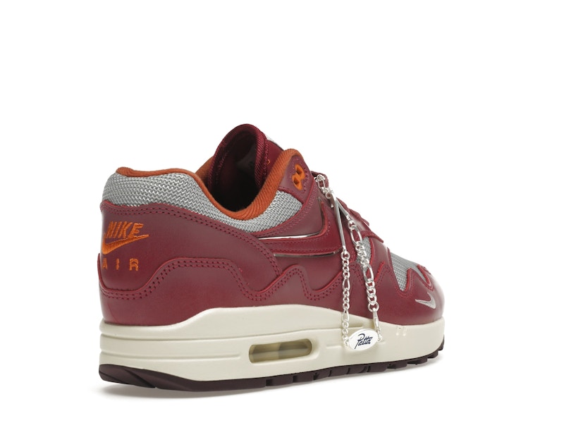 Nike Air Max 1 Patta Waves Rush Maroon With Bracelet, vista a 360 gradi 32 di 36
