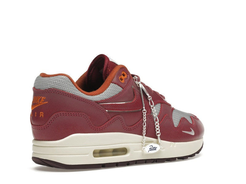 Nike Air Max 1 Patta Waves Rush Maroon With Bracelet, vista a 360 gradi 33 di 36