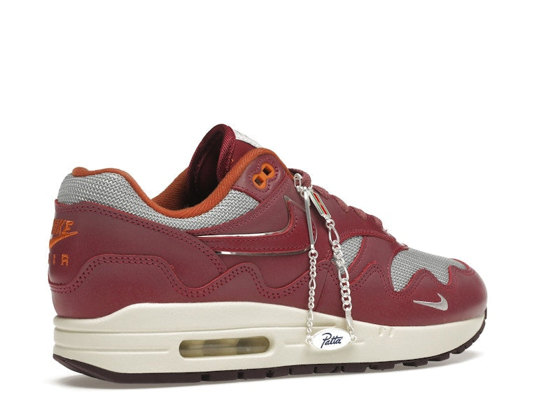 Nike Air Max 1 Patta Waves Rush Maroon With Bracelet, vista a 360 gradi 34 di 36