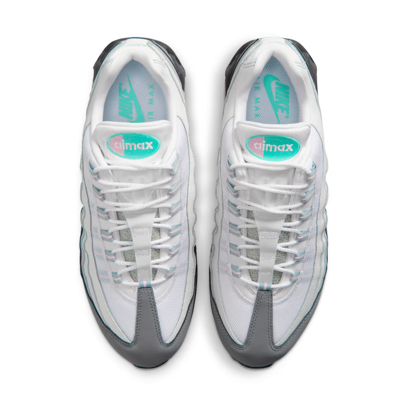 Nike Air Max 95 Big Bubble White Hyper Turquoise Pink Foam - vue dessus