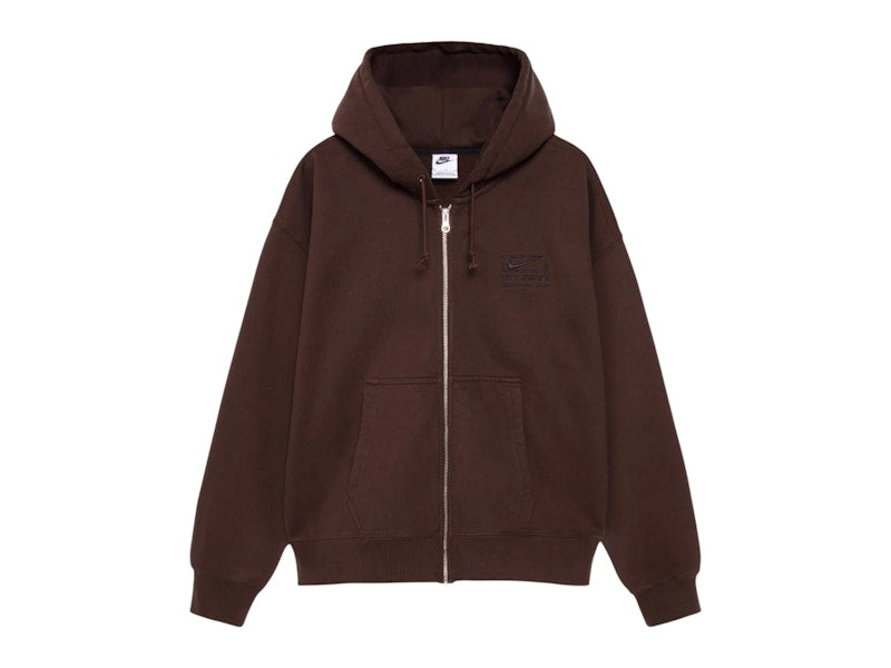 Stussy X Nike Stone Washed Fleece Zip Hoodie Fw25 Dark Cinder - FJ9175261-DACI