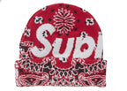 Supreme Bandana Big Logo Beanie Red - supreme-bandana-big-logo-beanie-red