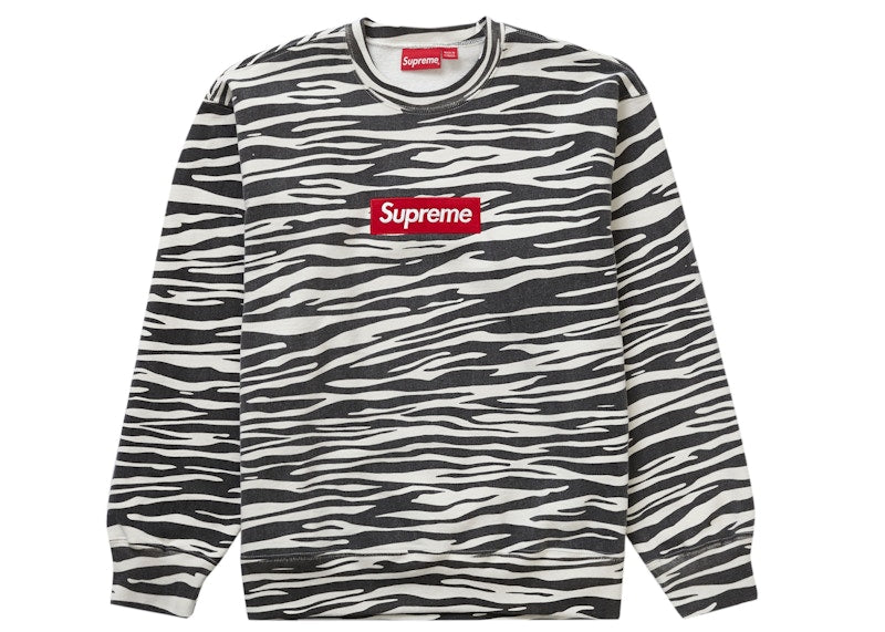 Supreme Box Logo Crewneck Fw22 Zebra - supreme-box-logo-crewneck-fw22-zebra