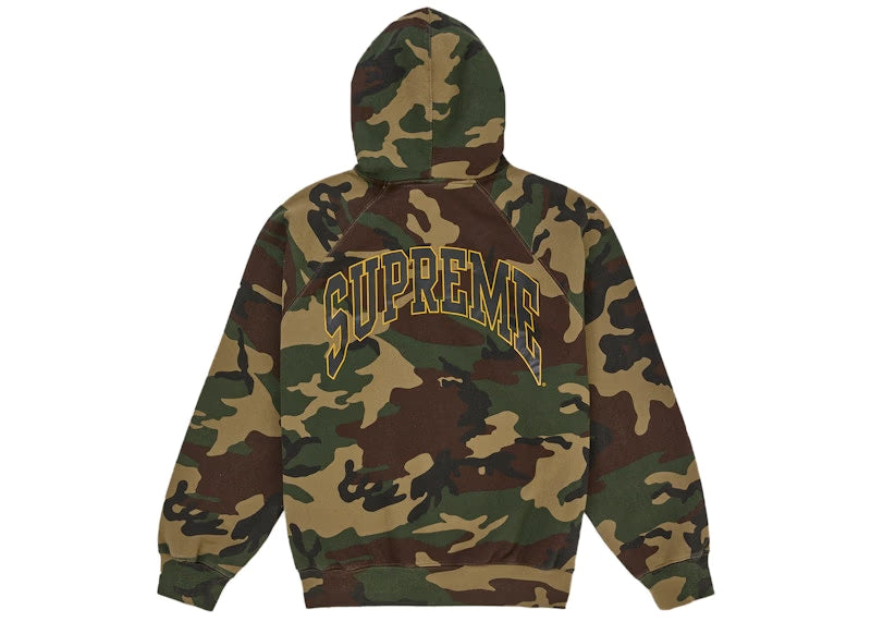 Supreme Cracked Raglan Zip Up Hooded Sweatshirt Woodland Camo - vue 2