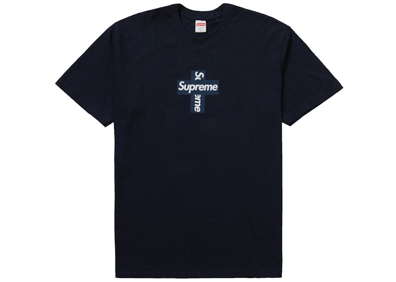 Supreme Cross Box Logo Tee Navy - supreme-cross-box-logo-tee-navy