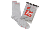 Supreme Hanes Crew Socks 4 Pack Heather Grey - supreme-hanes-crew-socks-4-pack-heather-grey