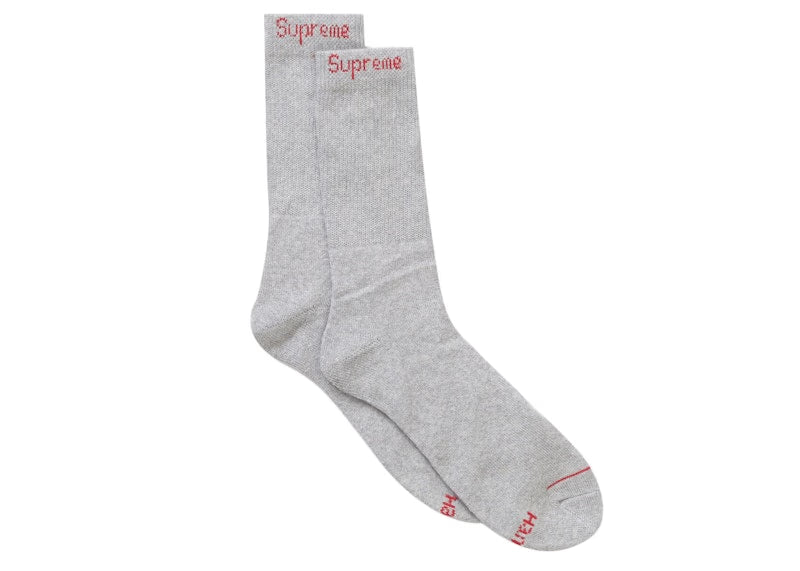 Supreme Hanes Crew Socks (4 Pack) Heather Grey - vue vue 2
