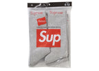 Supreme Hanes Crew Socks (4 Pack) Heather Grey - vue vue 3