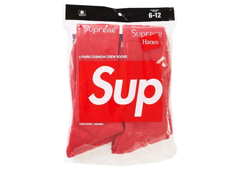 Supreme Hanes Socks (4 Pack) Red - vue vue 3