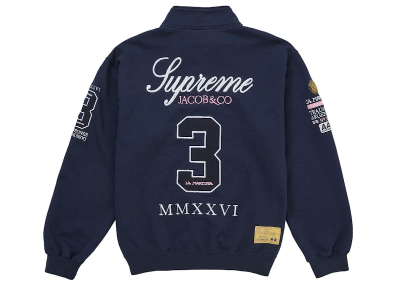 Supreme La Martina Zip Up Sweatshirt Navy - vue 2
