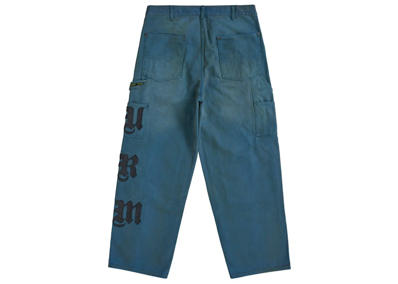 Supreme Leather Applique Double Knee Painter Pant Blue - vue vue 2