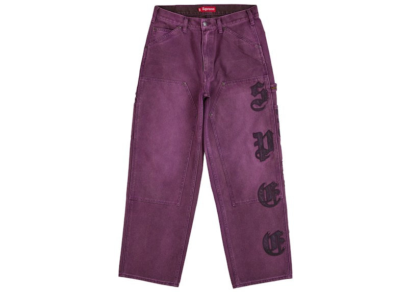 Supreme Leather Applique Double Knee Painter Pant Purple - supreme-leather-applique-double-knee-painter-pant-purple