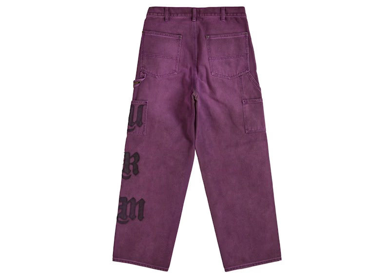 Supreme Leather Applique Double Knee Painter Pant Purple - vue vue 3