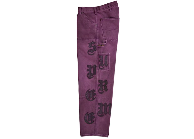 Supreme Leather Applique Double Knee Painter Pant Purple - vue vue 2