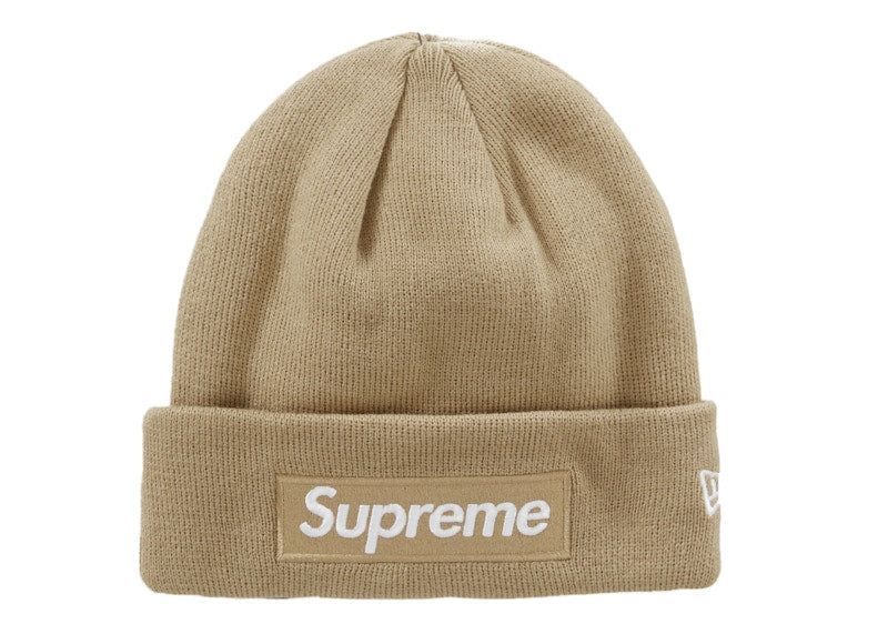 Supreme New Era Box Logo Beanie Fw23 Dark Sand - supreme-new-era-box-logo-beanie-fw23-dark-sand