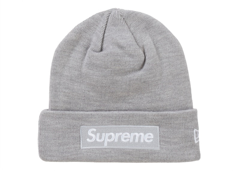 Supreme New Era Box Logo Beanie Fw24 Heather Grey - supreme-new-era-box-logo-beanie-fw24-heather-grey