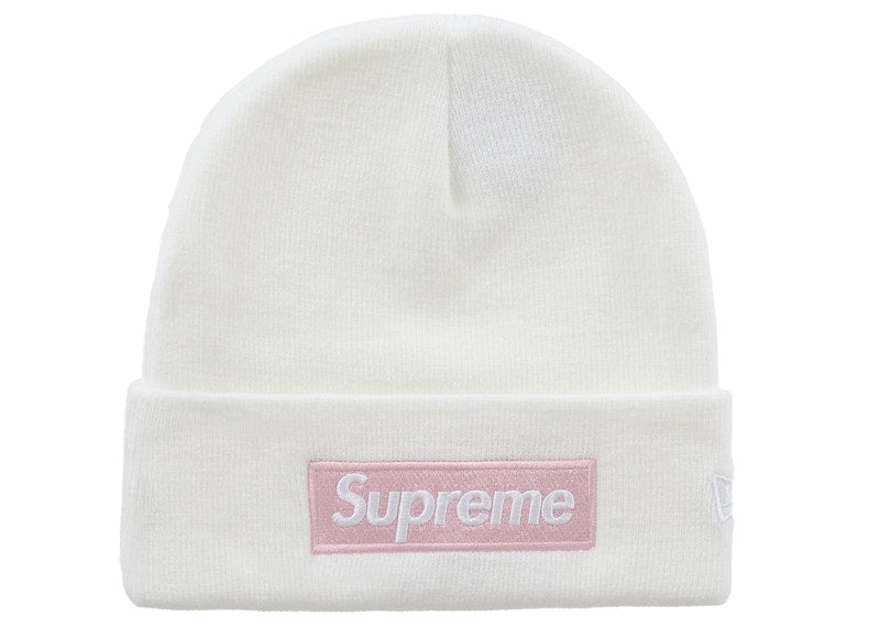 Supreme New Era Box Logo Beanie Fw25 White - supreme-new-era-box-logo-beanie-fw25-white