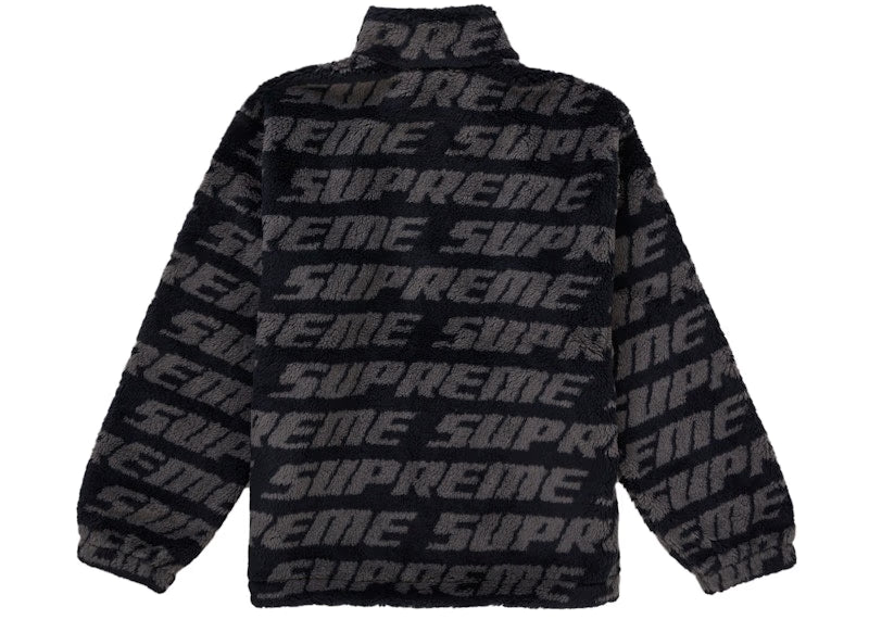 Supreme Repeat Jacquard Fleece Jacket Black - vue vue 2