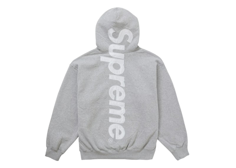 Supreme Satin Applique Hooded Sweatshirt FW24 Heather Grey - vue vue 2